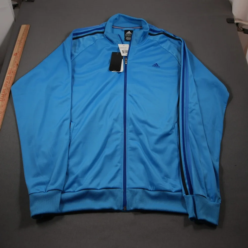 Adidas Ess 3S PES Full Zip Mock Neck Men Track Jacket 2XL Blue Black Argentina